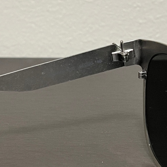 New Saint Laurent Round Sunglasses SLM42 Silver Grey Temple Logo YSL Case - Picture 9 of 13